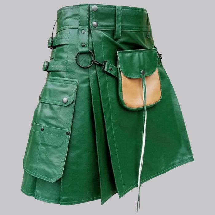 100% Genuine Leather Kilt For Men's